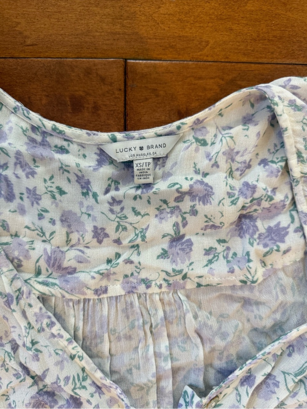 Lucky Brand Light Blue Floral Midi Dress with Puff Sleeves Size XS - Picture 4 of 6